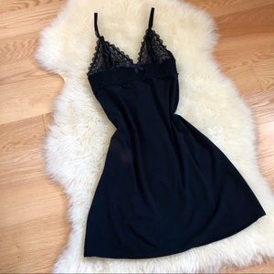 Etam |  Black Nightgown Slip with Lace Detailing